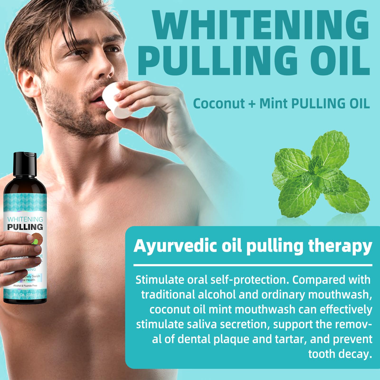 Organic coconut oil mouthwash for adults and kids