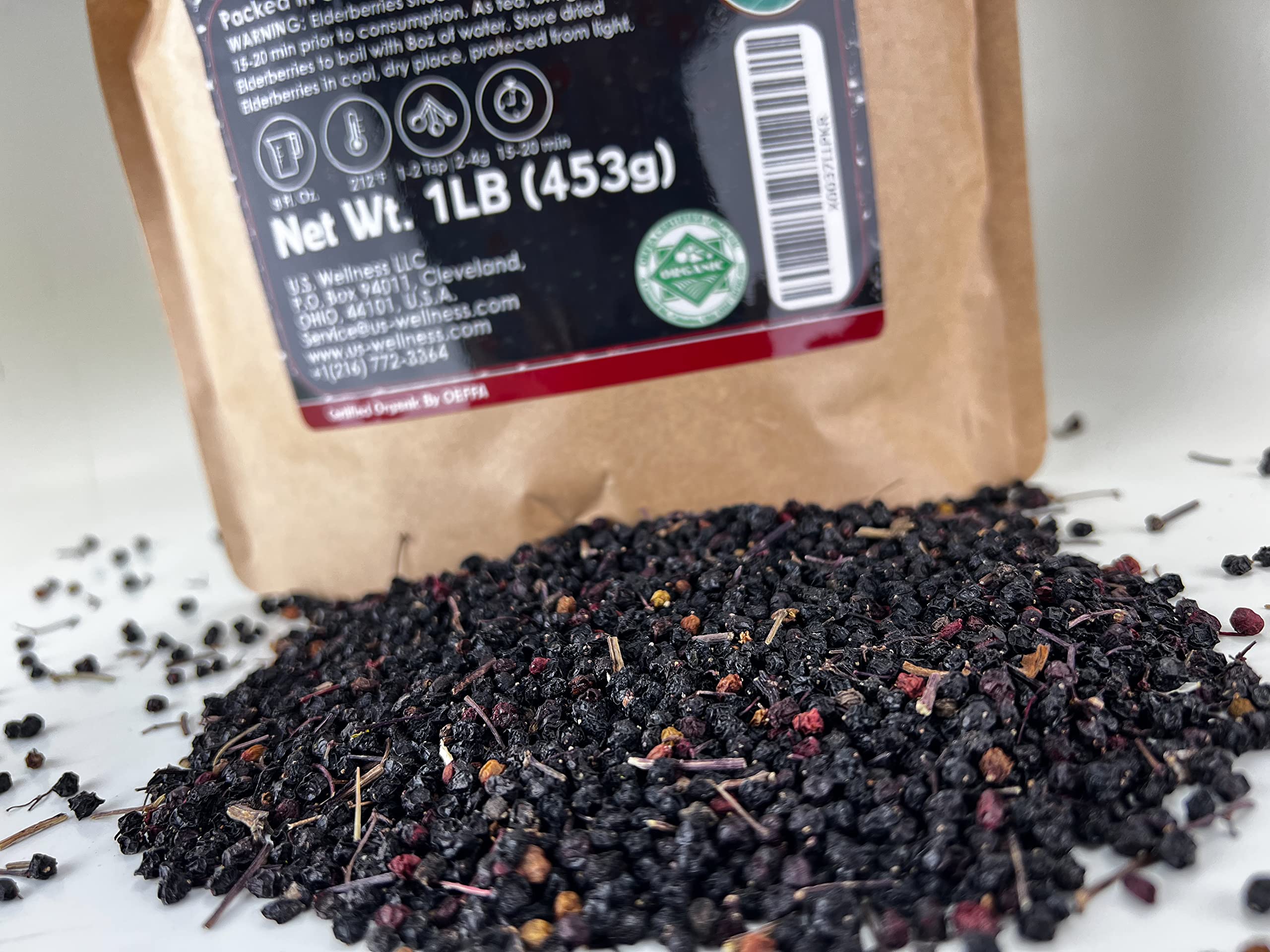 Processed and packed in Cleveland Ohio elderberries