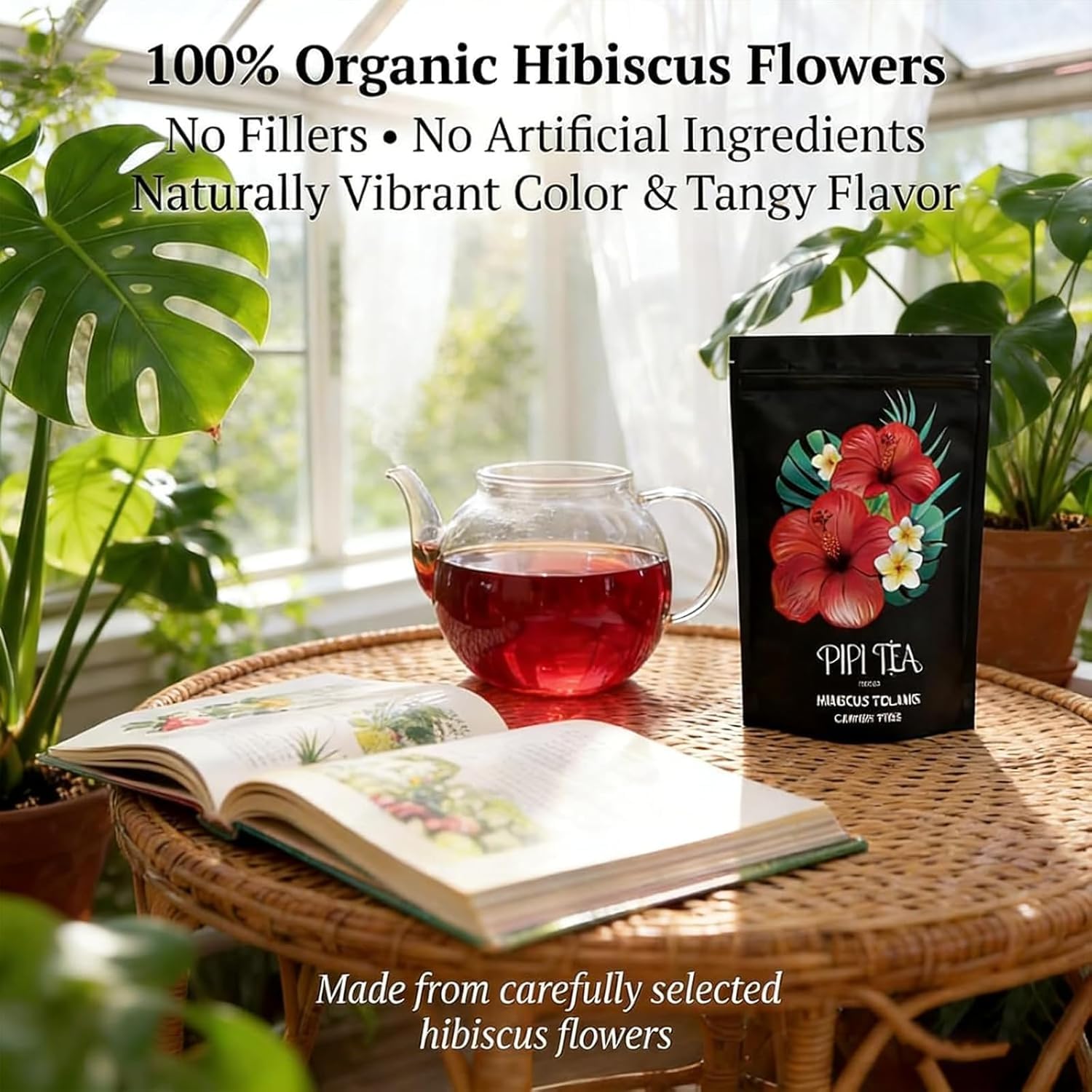 Pipi Hibiscus Tea Bags packaging natural ingredients