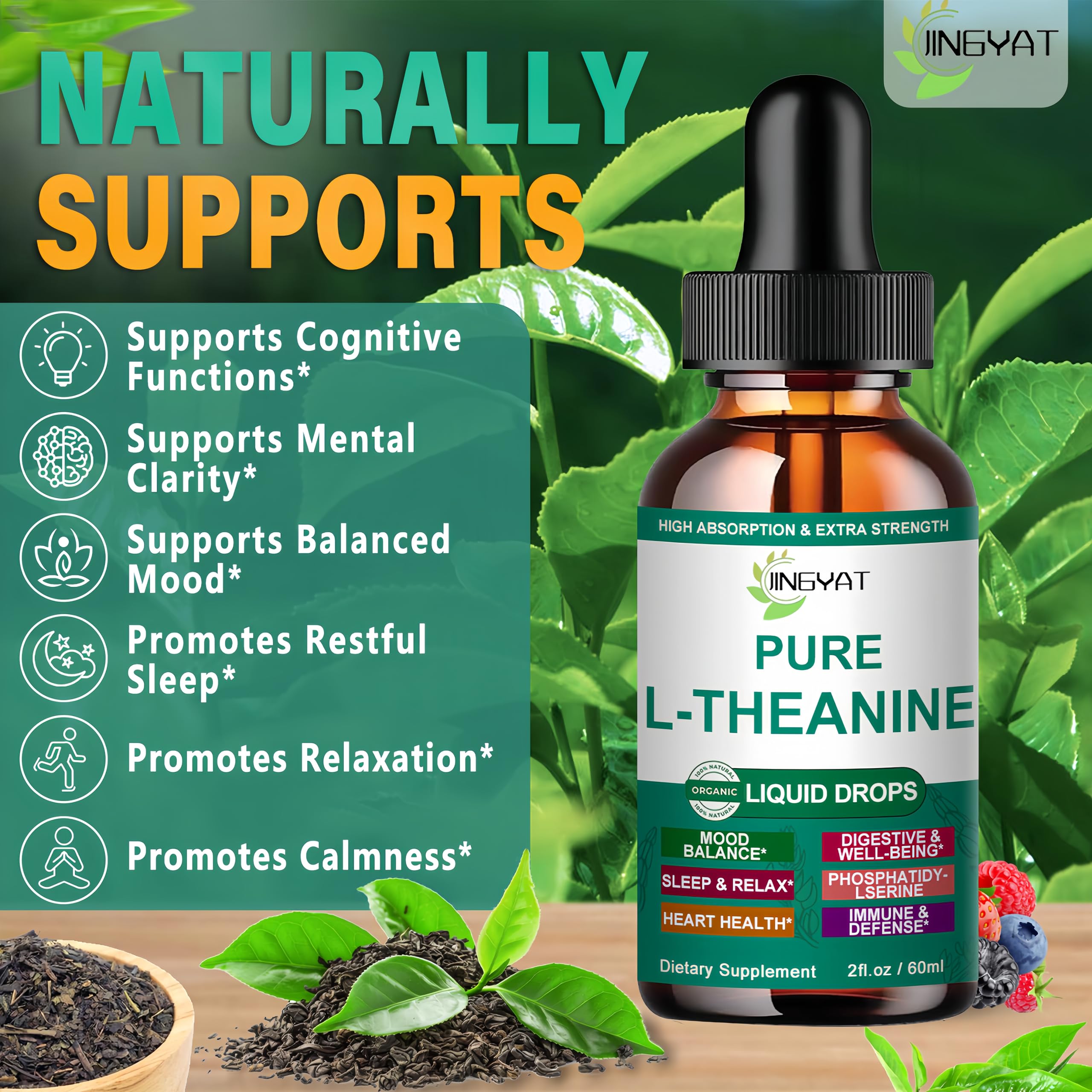 Natural calmness and focus with L Theanine drops