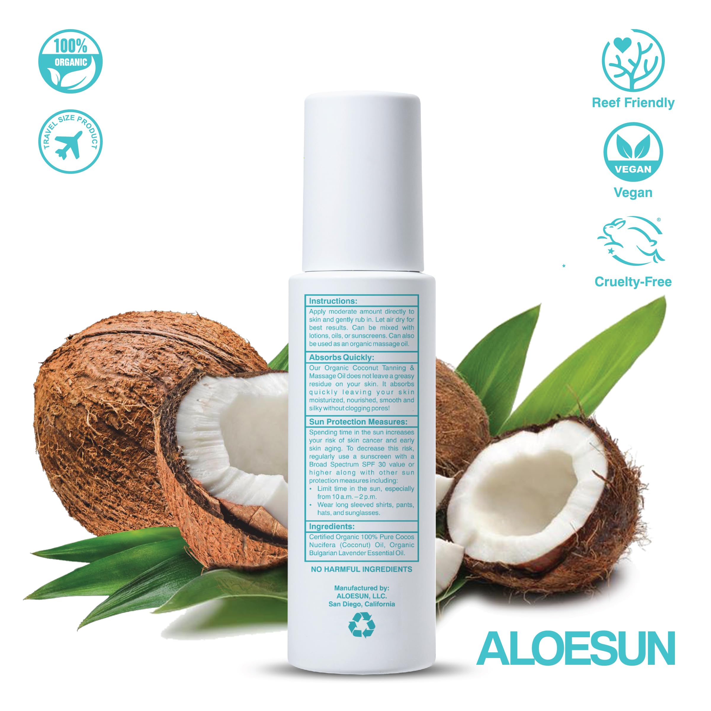 Organic lavender oil coconut tanning oil spray alt view