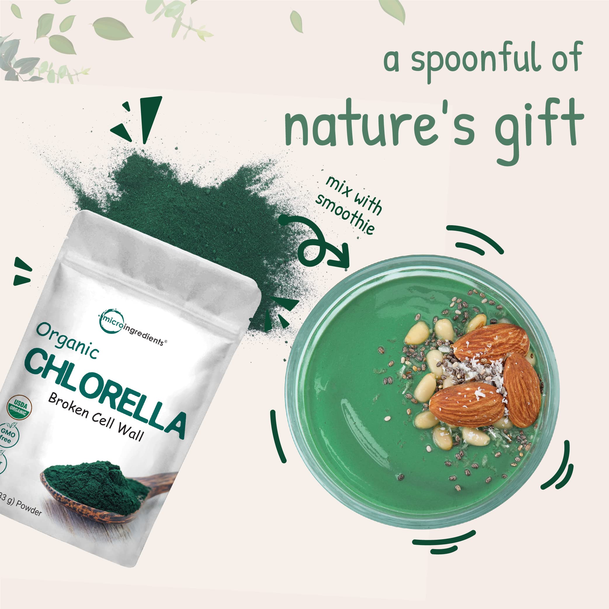 Chlorella supplement bulk 10 Ounce vegan friendly Micro Ingredients