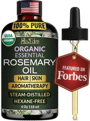 Organic Rosemary Oil for Hair Growth bottle with dropper 4 oz