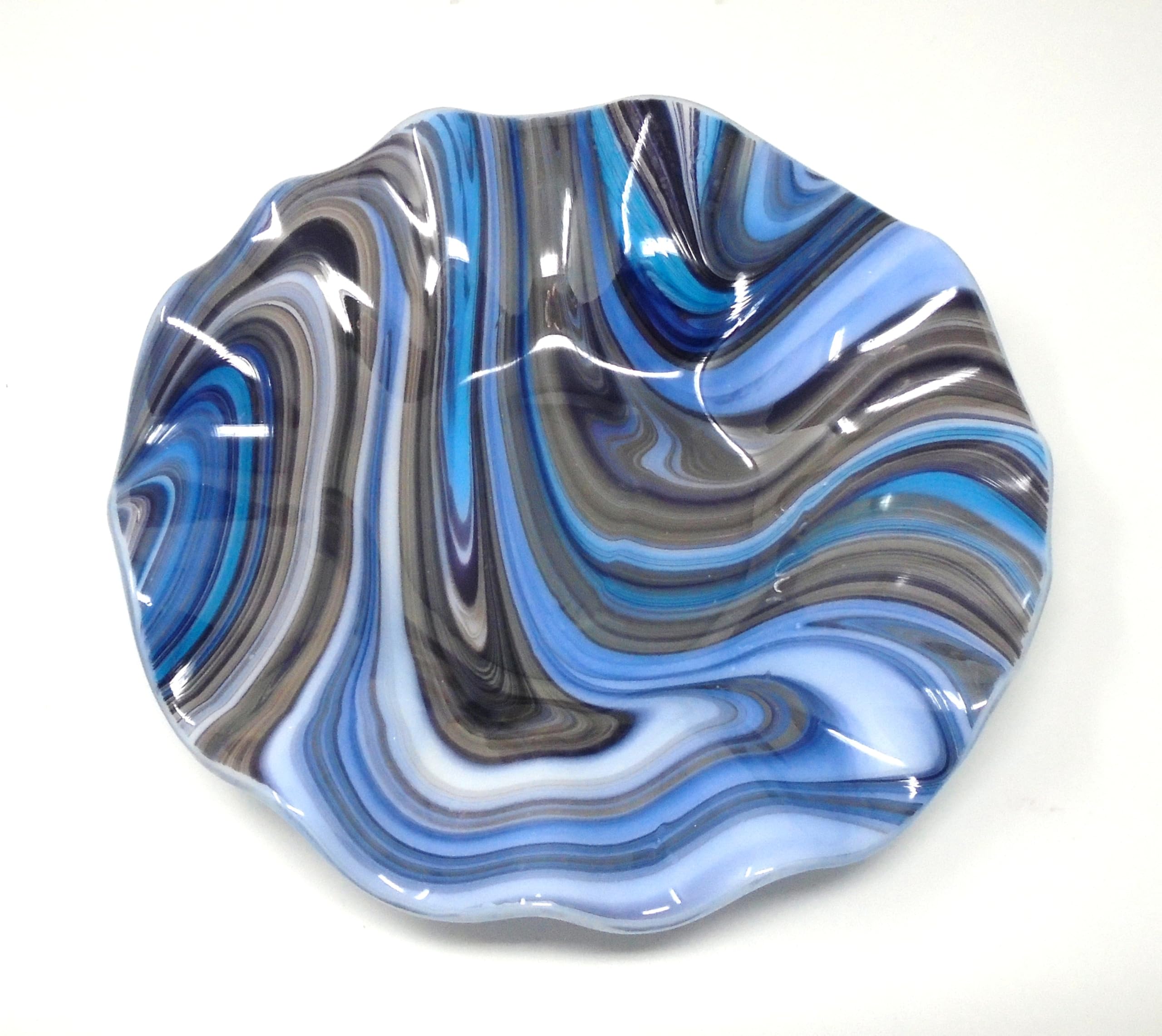 Organic Ruffled Bowl handcrafted fused glass shown