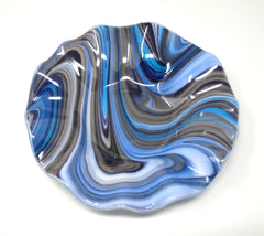 Organic Ruffled Bowl handcrafted fused glass shown