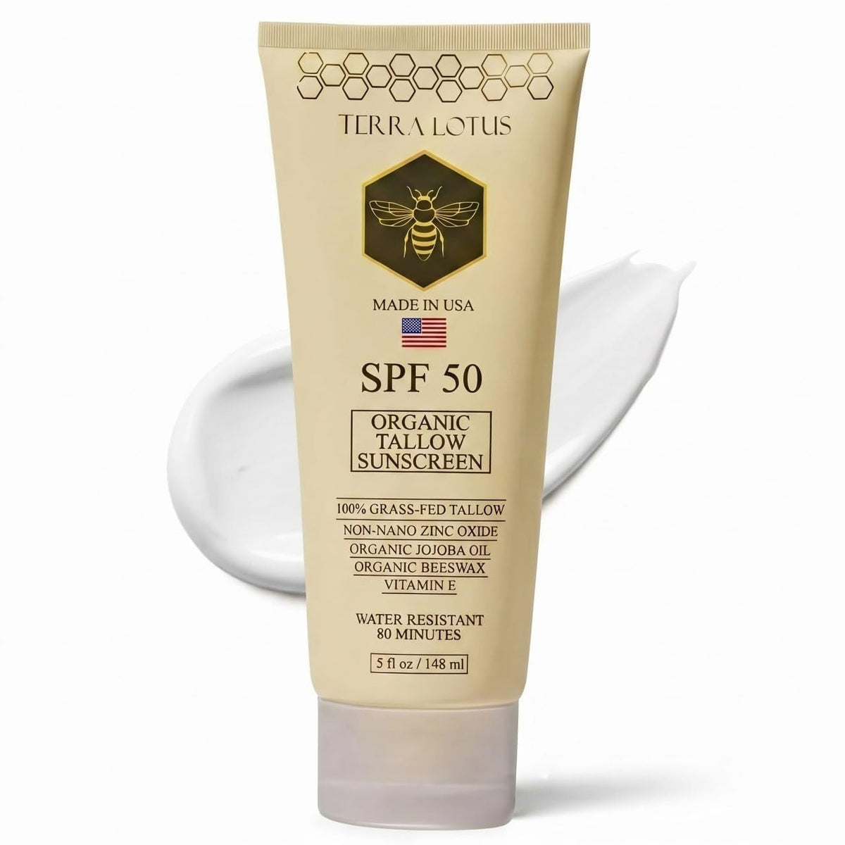 Organic Tallow Mineral Sunscreen 5 oz SPF 50 bottle