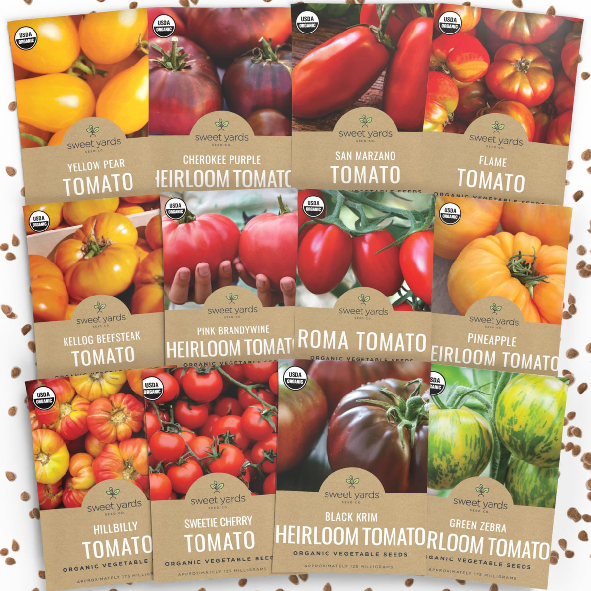 Packaging for Organic tomato seeds variety pack