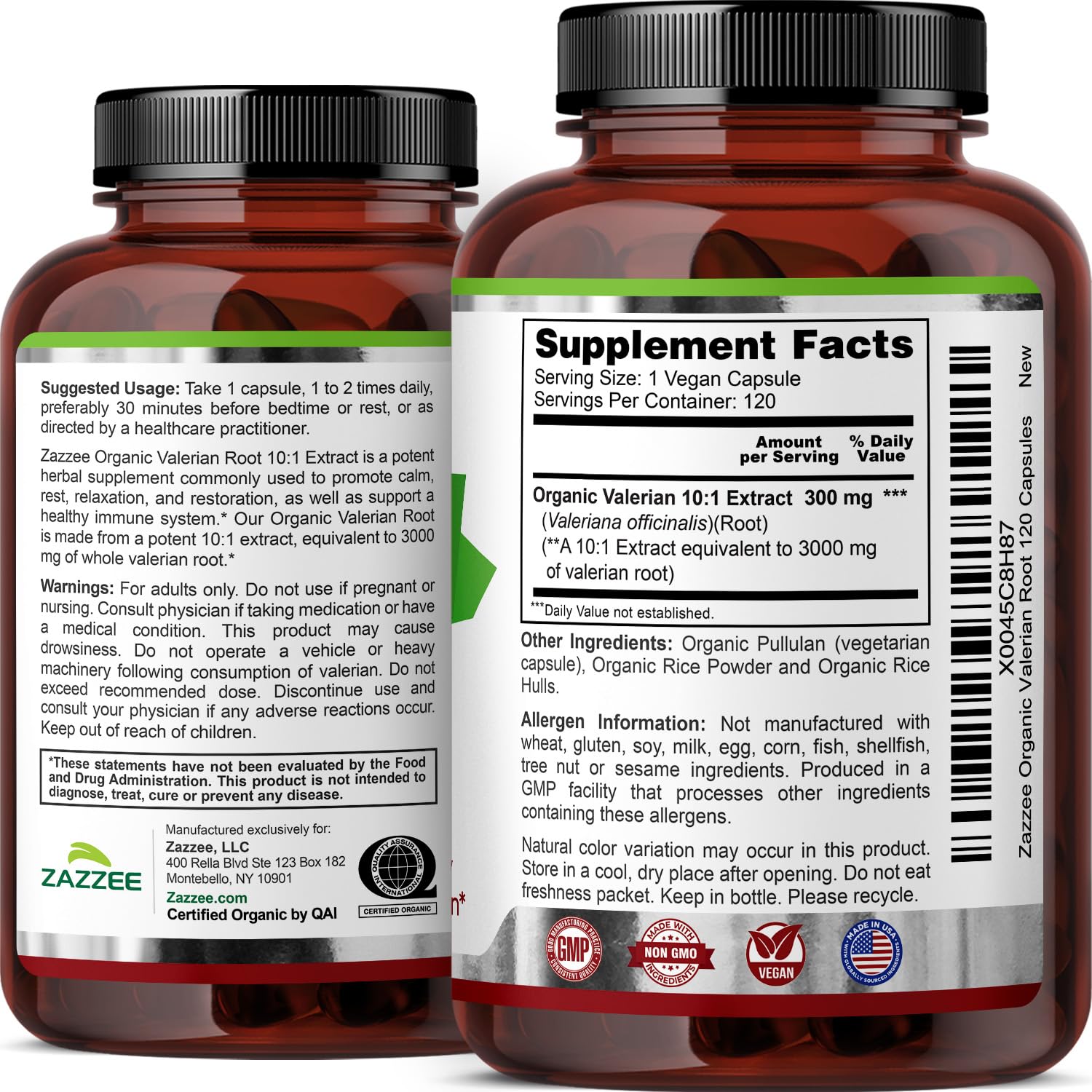 USA manufactured valerian root extract capsules in certified facility
