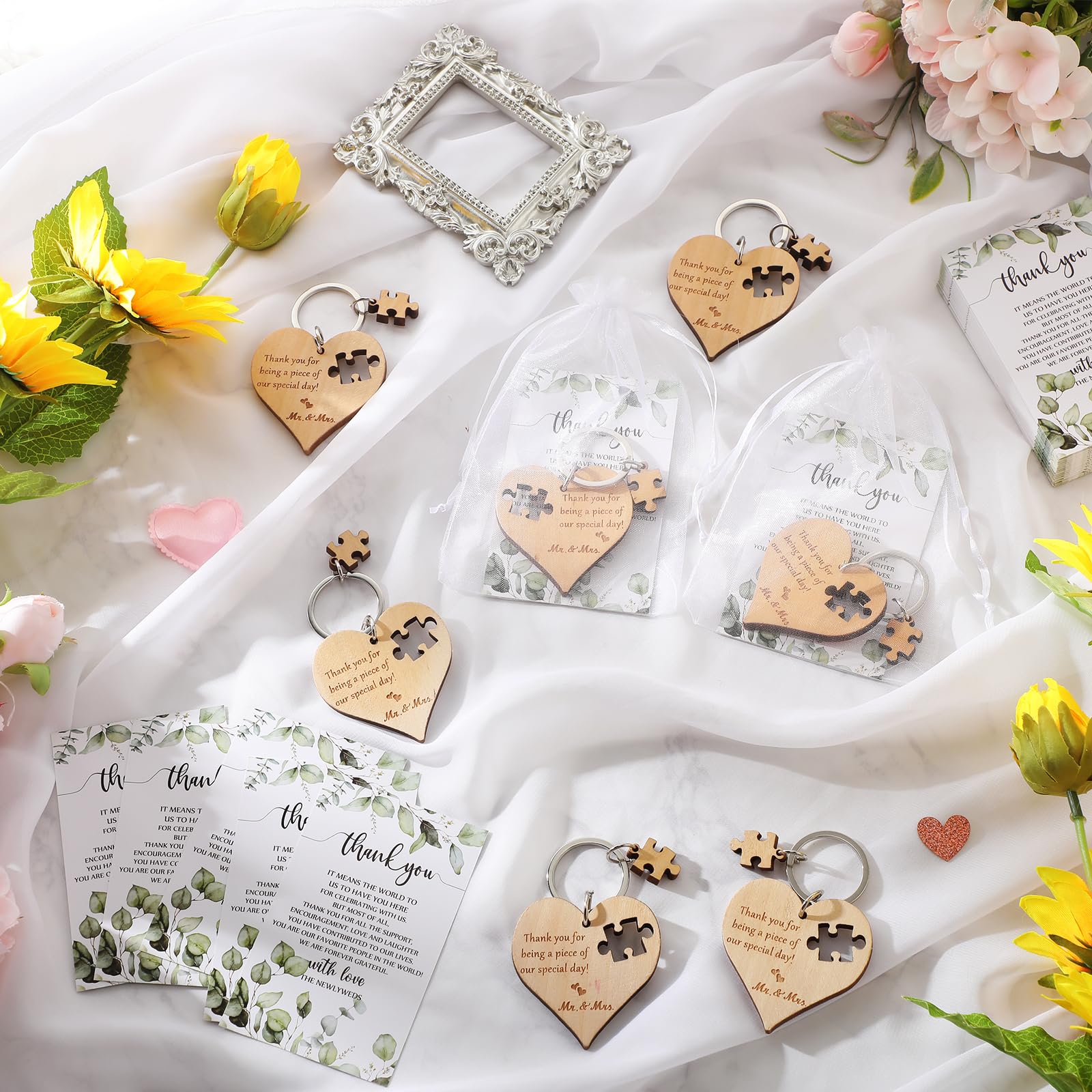 organza bags included in wedding favors set