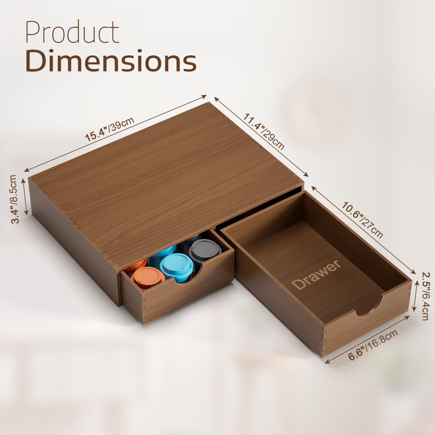 Premium hardwood construction wooden pod caddy