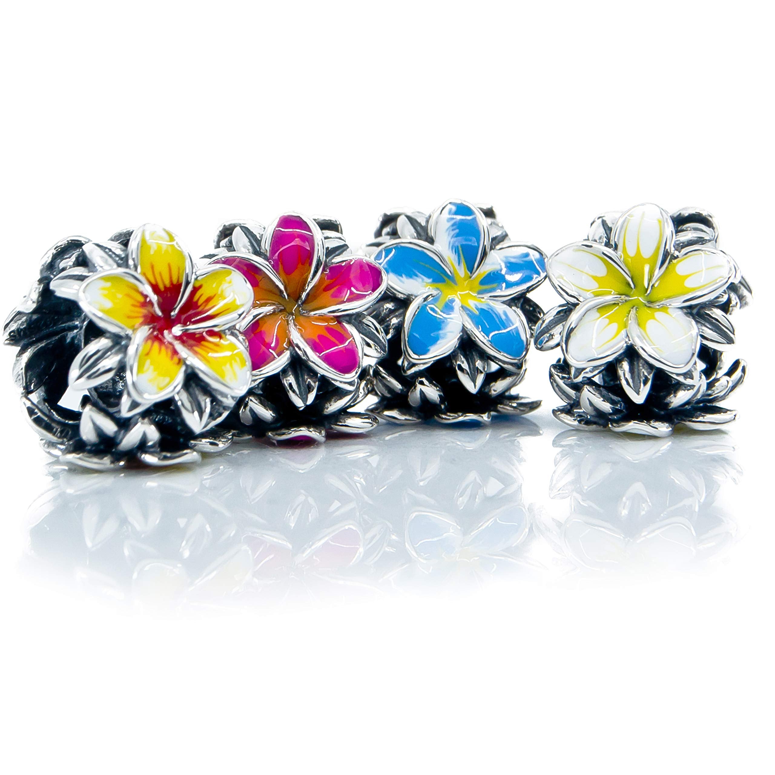 Frangipani flower bead for charm bracelets S925