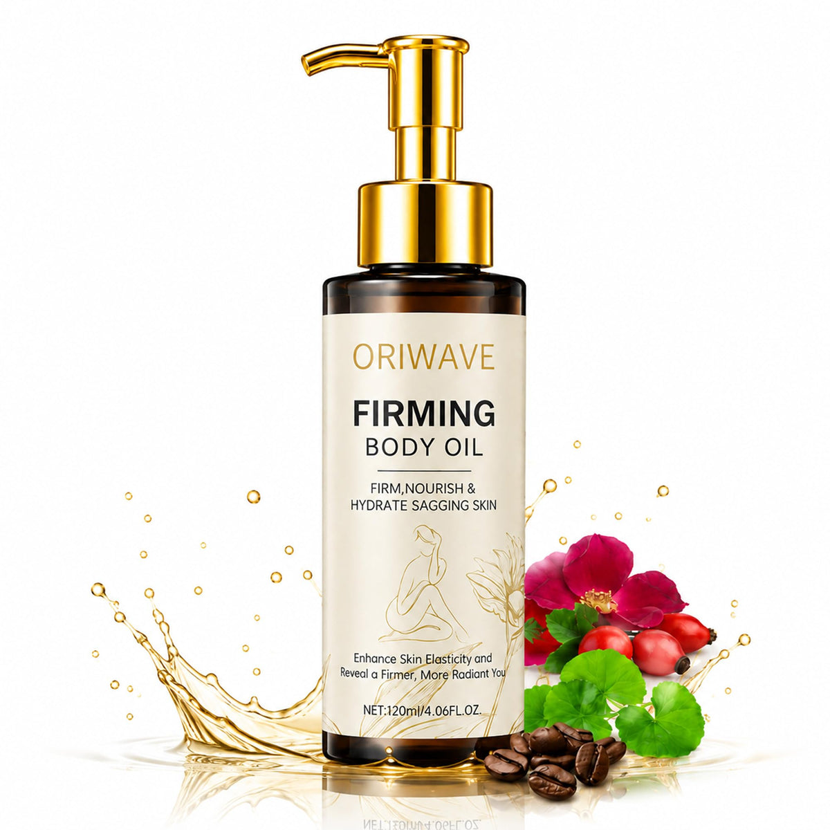 ORIWAVE firming body oil with Coffee Seed Oil and Rosehip Oil