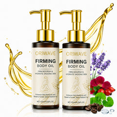 ORIWAVE Firming Body Oil for Women bottle with coffee seed and rosehip oils