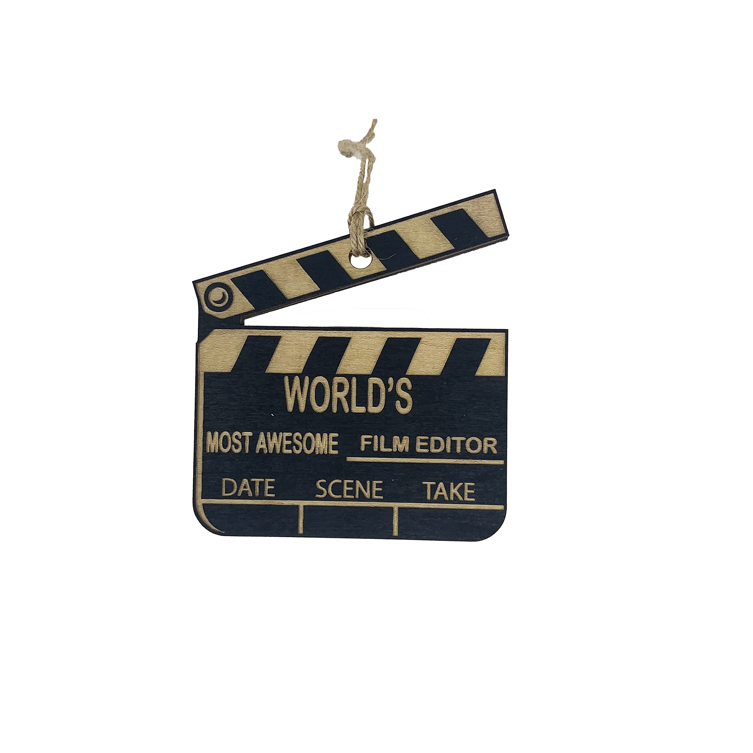 Ornament BLACK Worlds most awesome Film Editor maple wood made in Texas