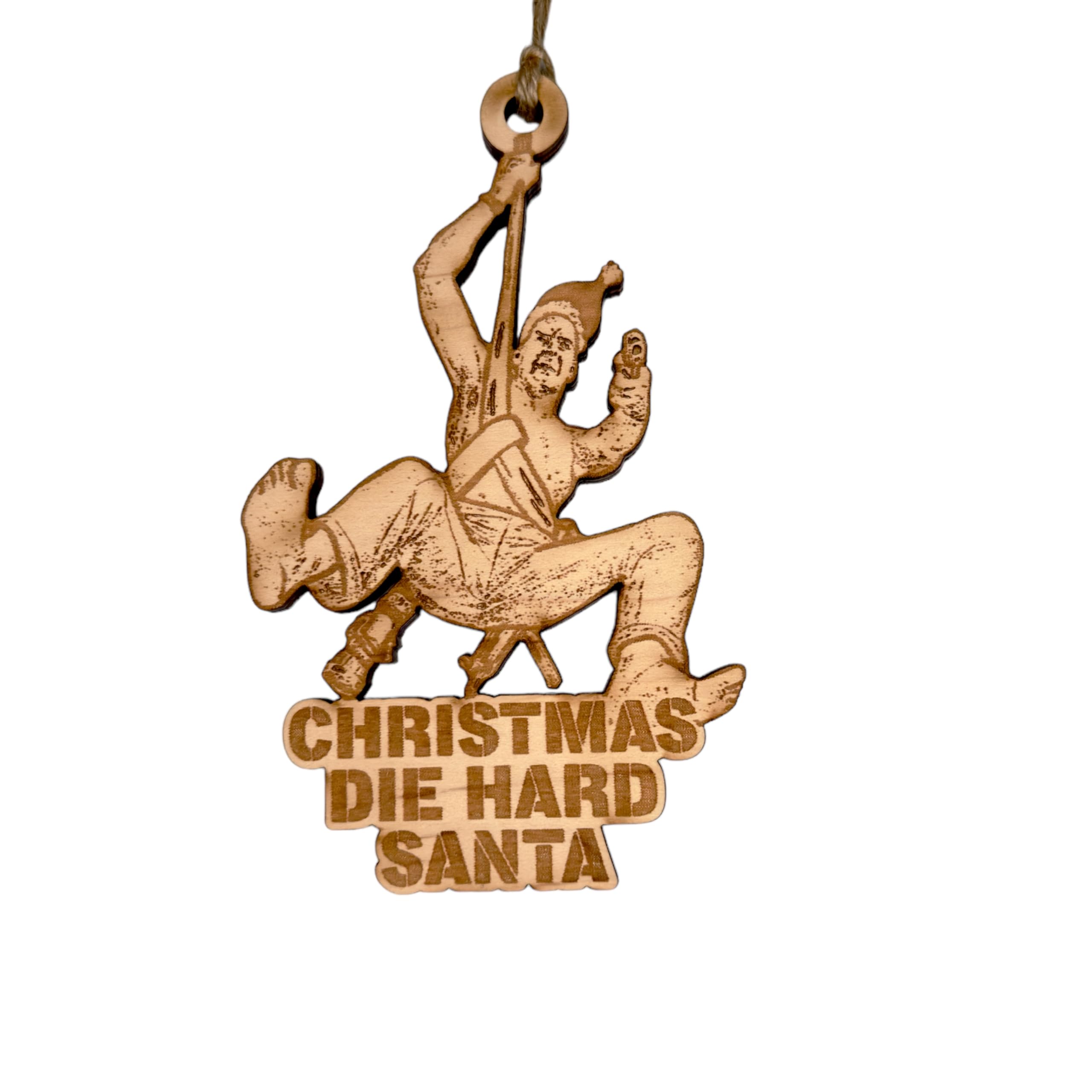 Ornament Christmas Die Hard Santa maple wood