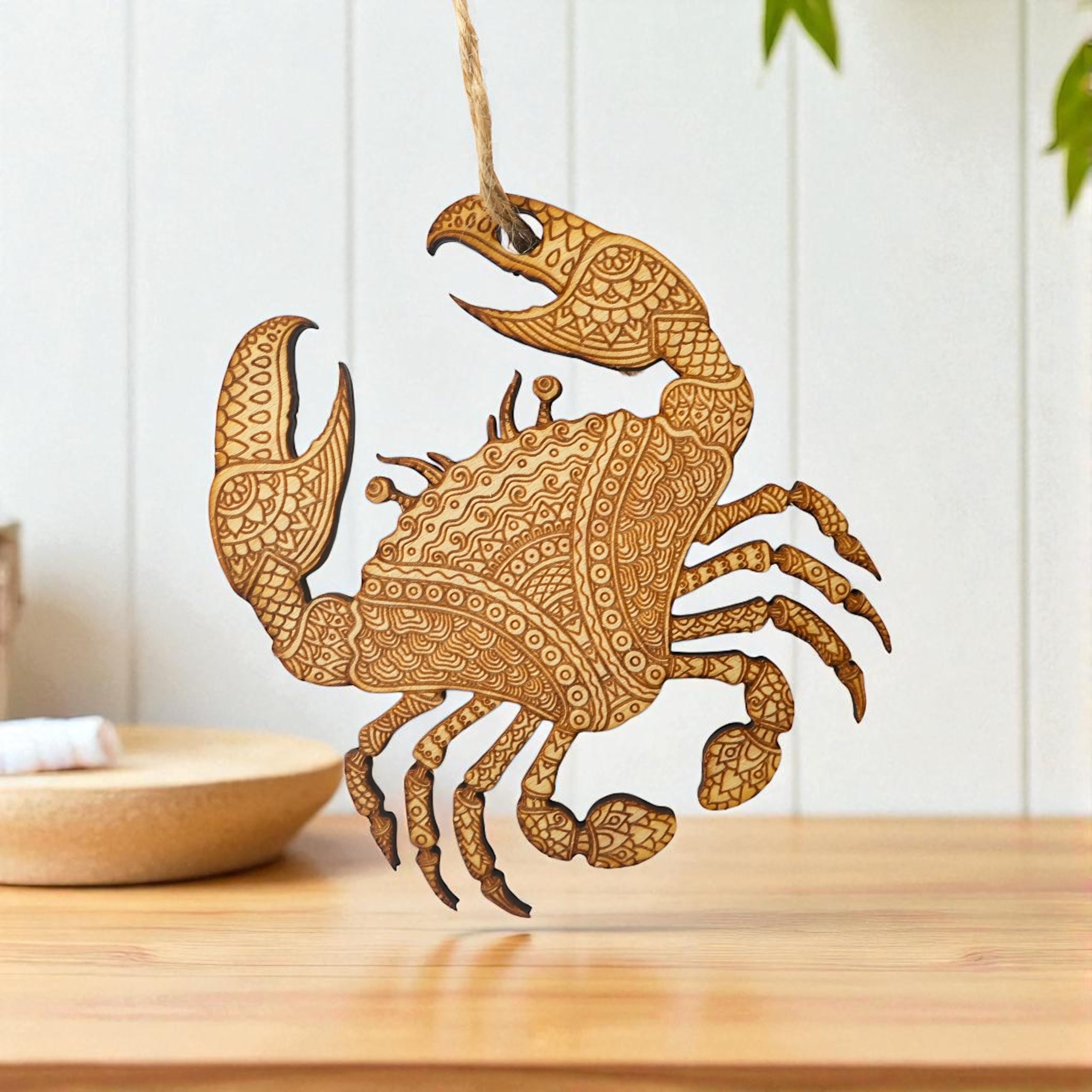 Ornament Crab Raw Wood Texas Gift