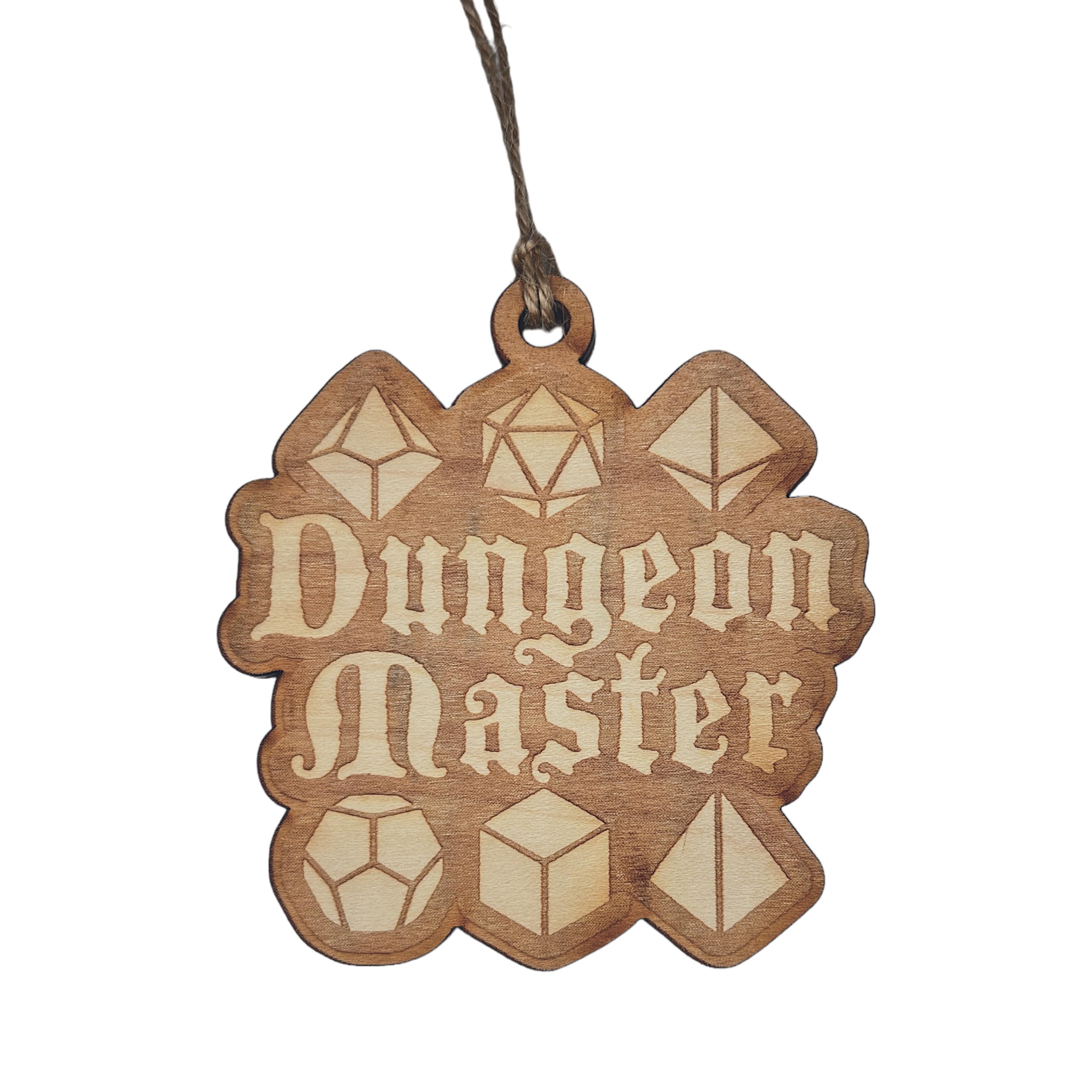Ornament Dungeon Master made in Texas tag visible
