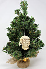 3x2 inch Feliz Navidad sugar skull ornament ready to hang