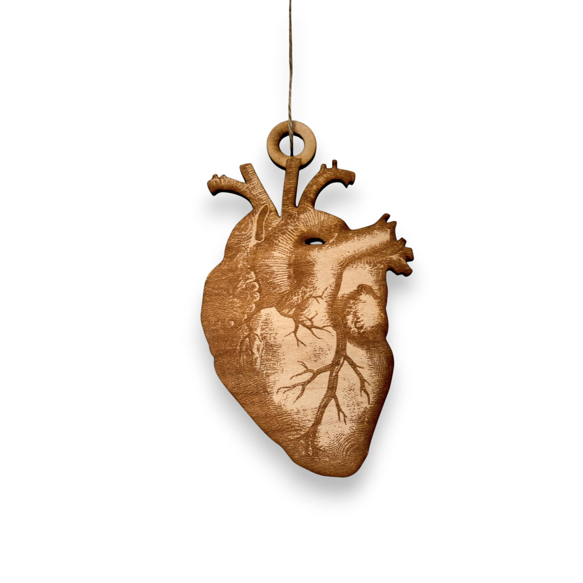 Ornament heart maple wood 3x4in