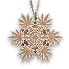 Maple wood ornament Pot Snowflake 3x3in closeup