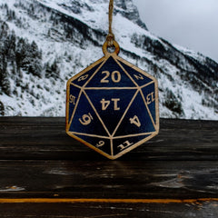 Texas made ornament 20 sided dice black painted wood