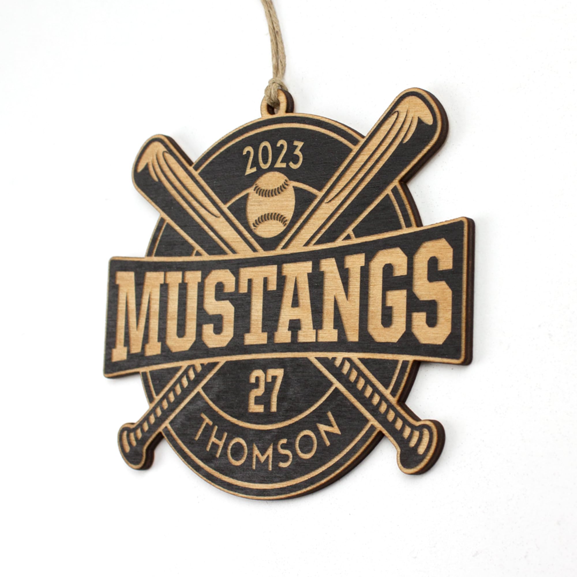 Custom baseball ornament with year and numbers for celebration