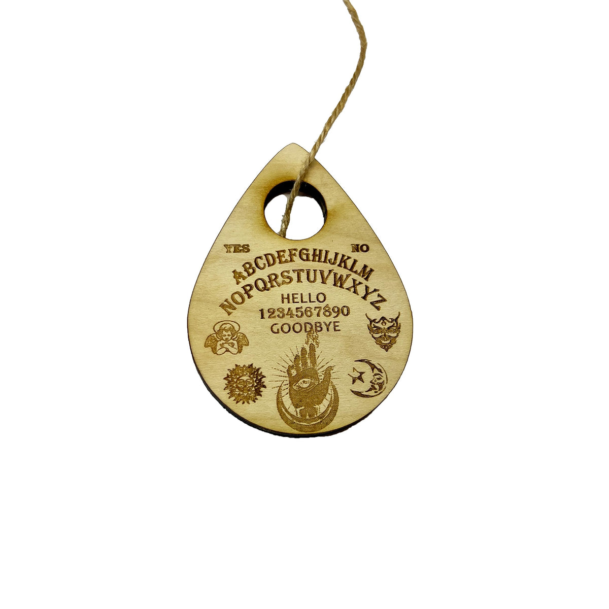 Ornament Spirit Board Raw Wood 3x2in front view