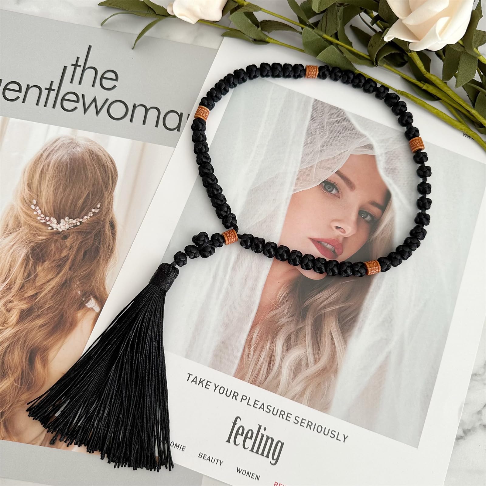 Orthodox prayer rope black color with tassel
