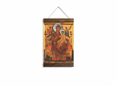 Orthodox Russian Icon Small Holy Virgin Mary Pantanassa canvas print with wood frame 8.7 x 11.8 inches