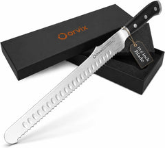 Close up of ORVIX Bread Knife 10.6 Inch Serrated Blade