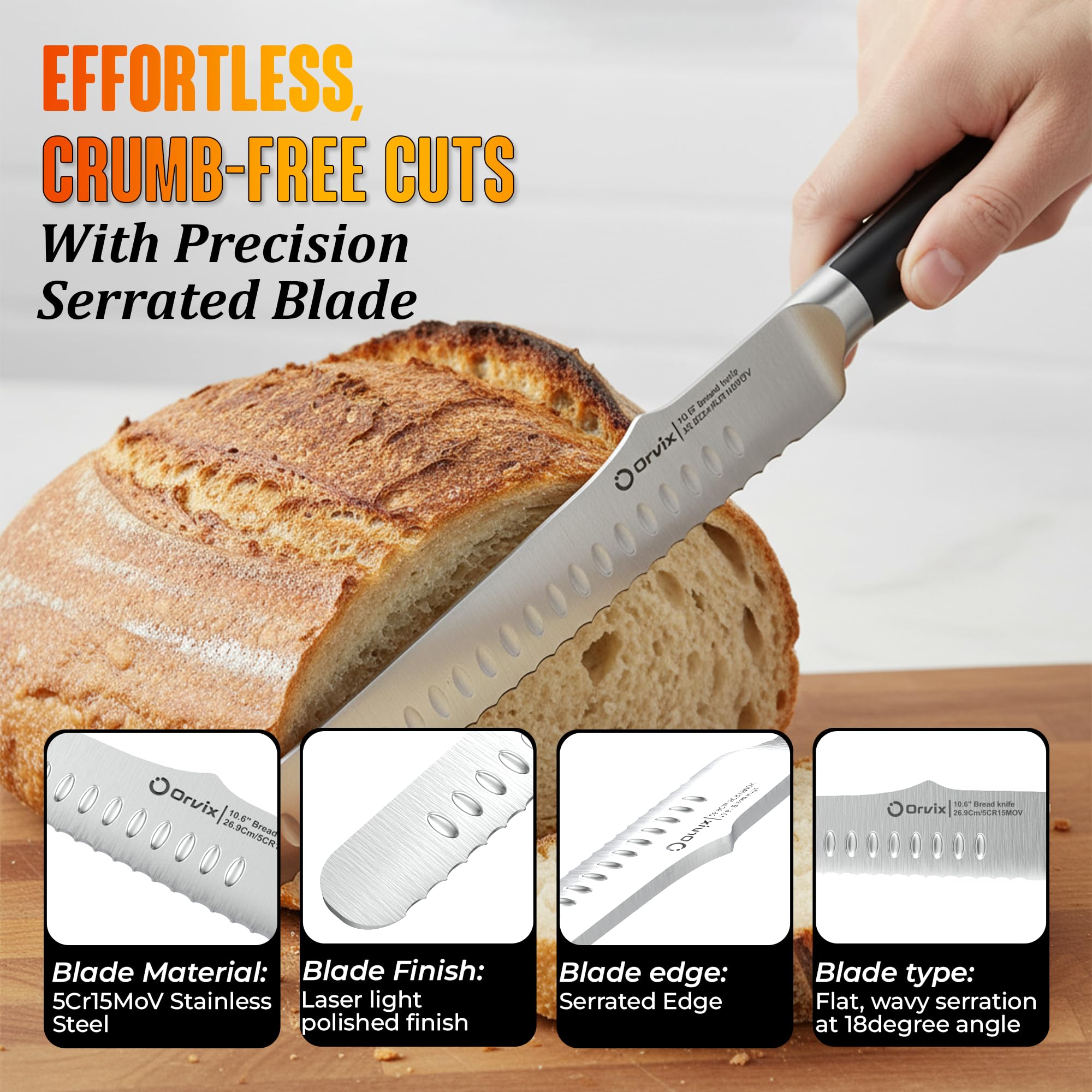 Premium stainless steel serrated blade for crusts