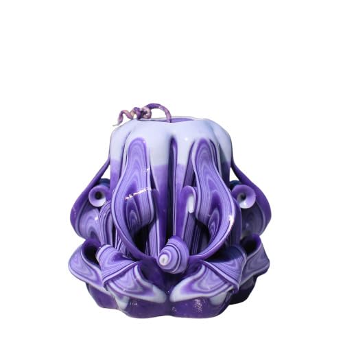 Oscar candles carved 3 inch purple candle