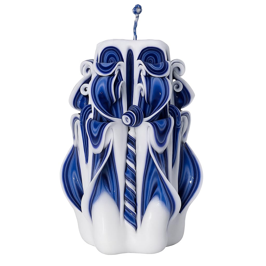 Oscar Candles carved blue candle height 5-1in