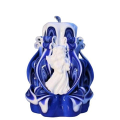 Oscar candles carved blue candle with Christmas Angel 5.1 inches tall