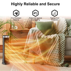 70-degree oscillating tower heater with 1500W PTC ceramic heating