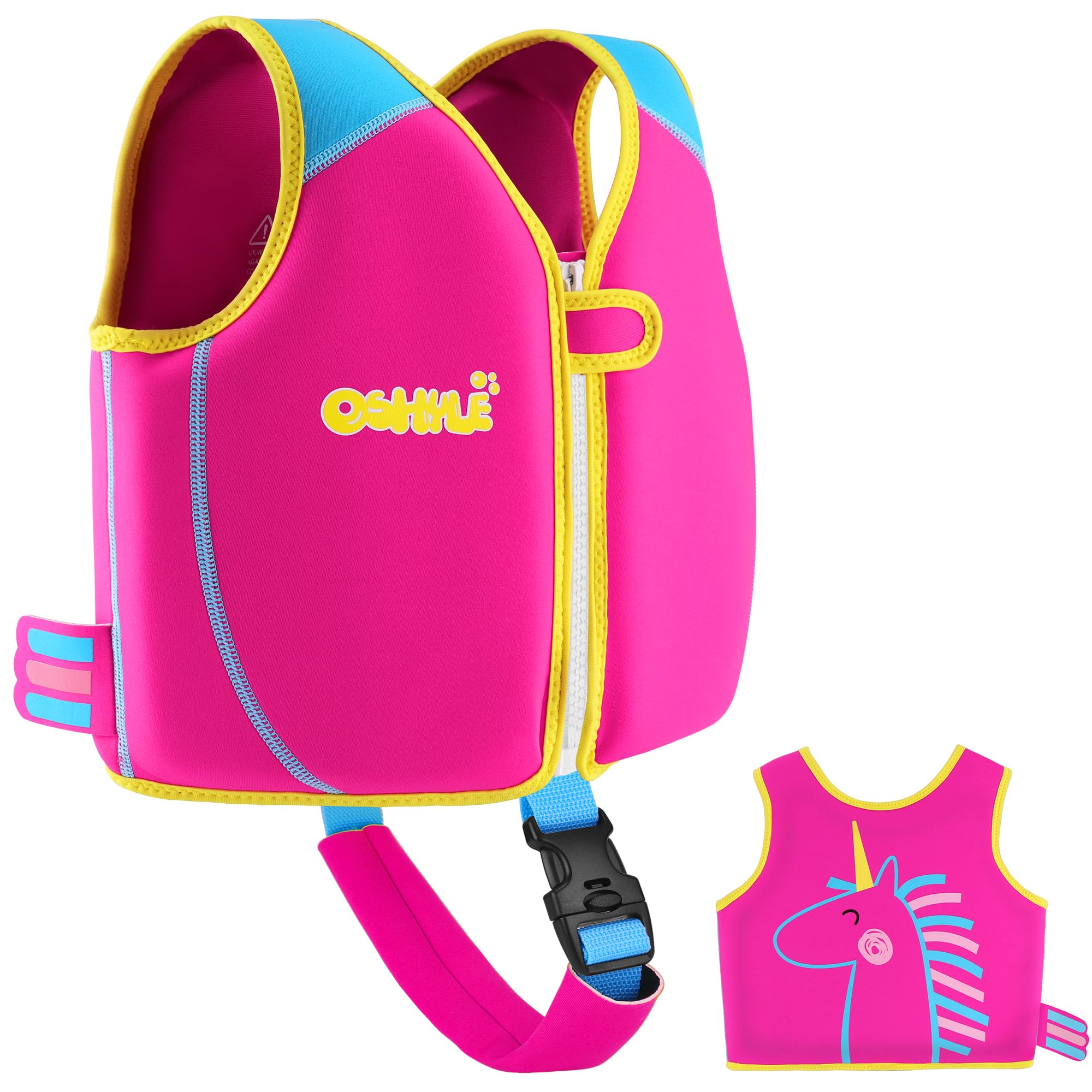 OSHYLE toddler swim vest front zipper design for easy on off