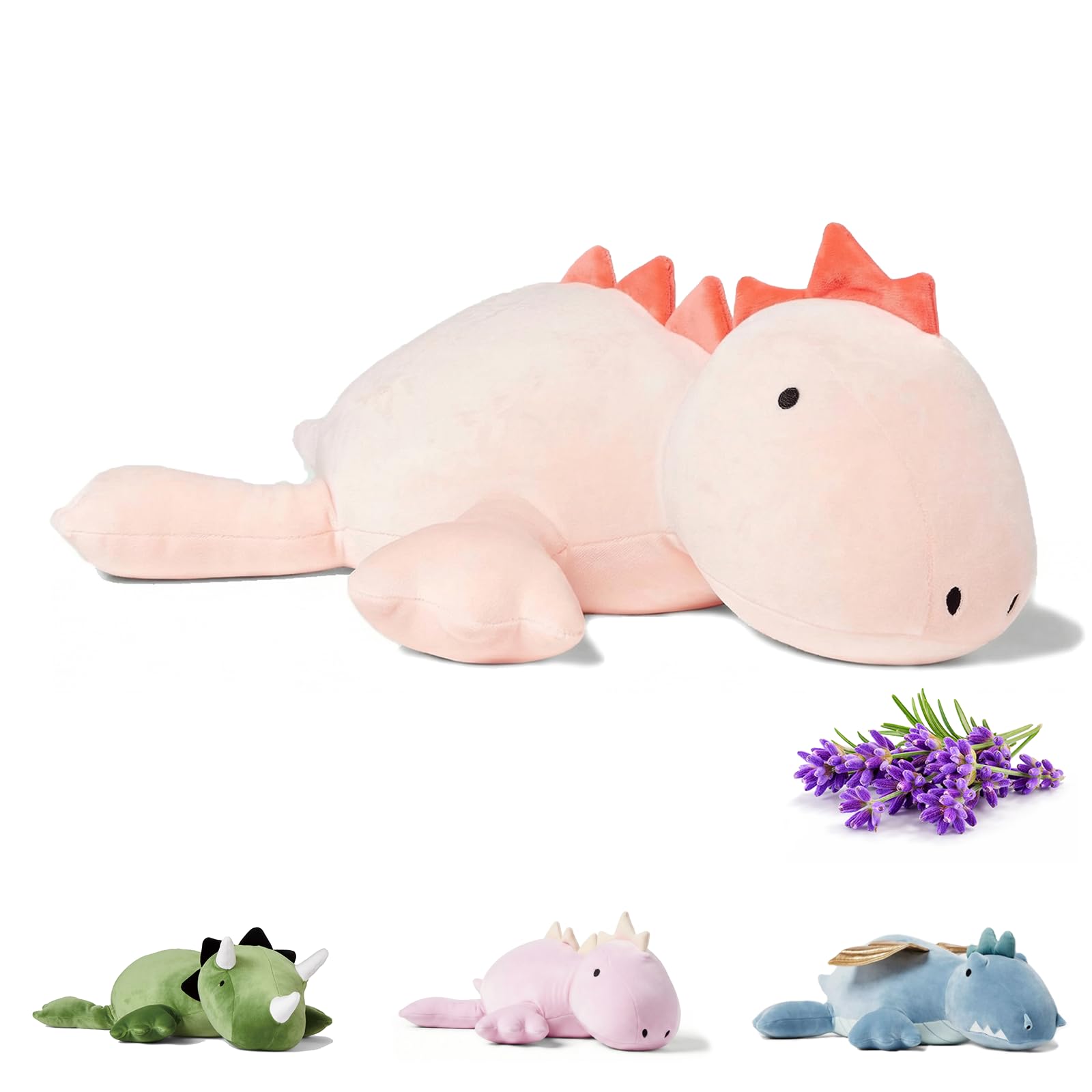 OSOCU Microwavable Heating Pad Pink Stegosaurus Plush tourmaline beads