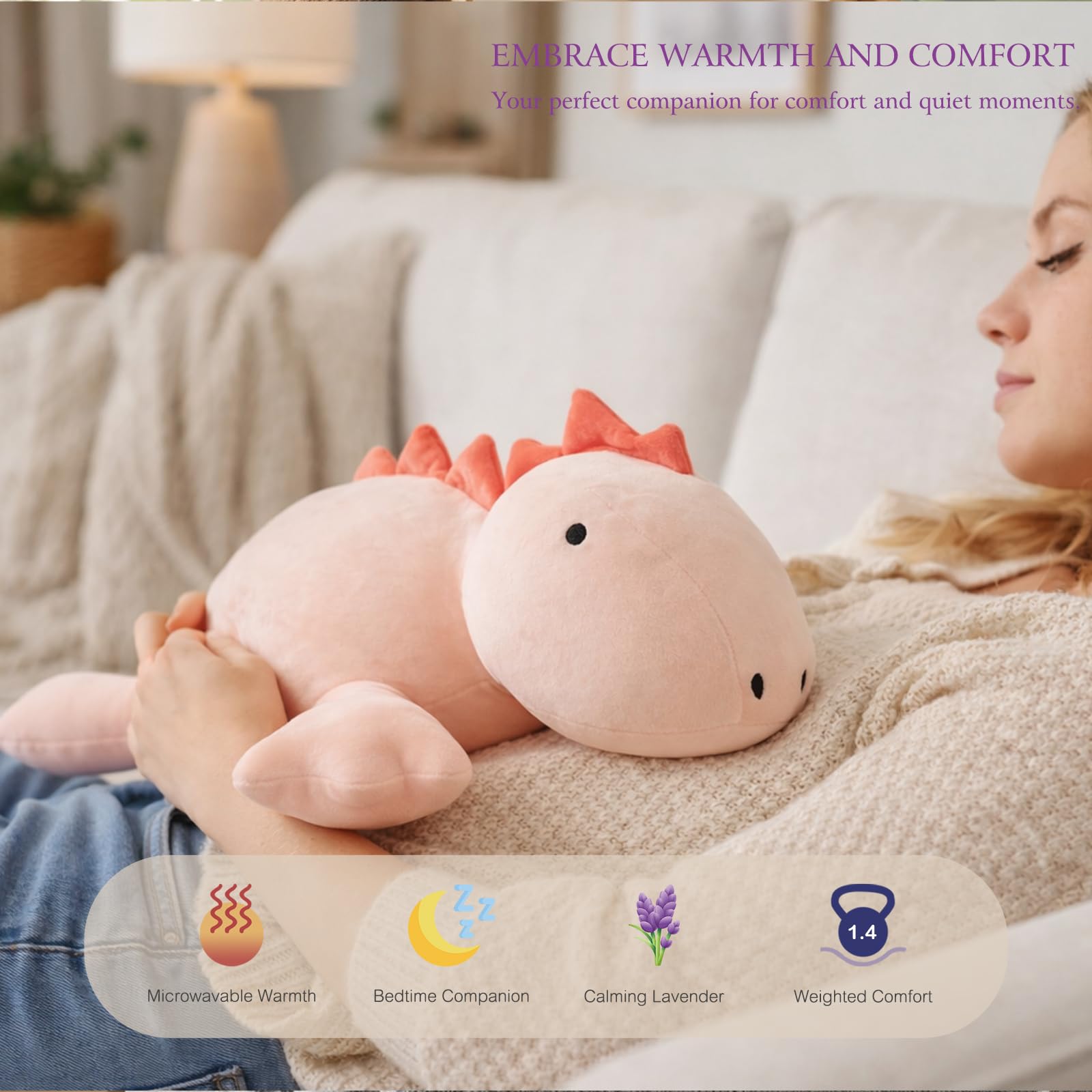 Pink stegosaurus plush OSOCU heating pad