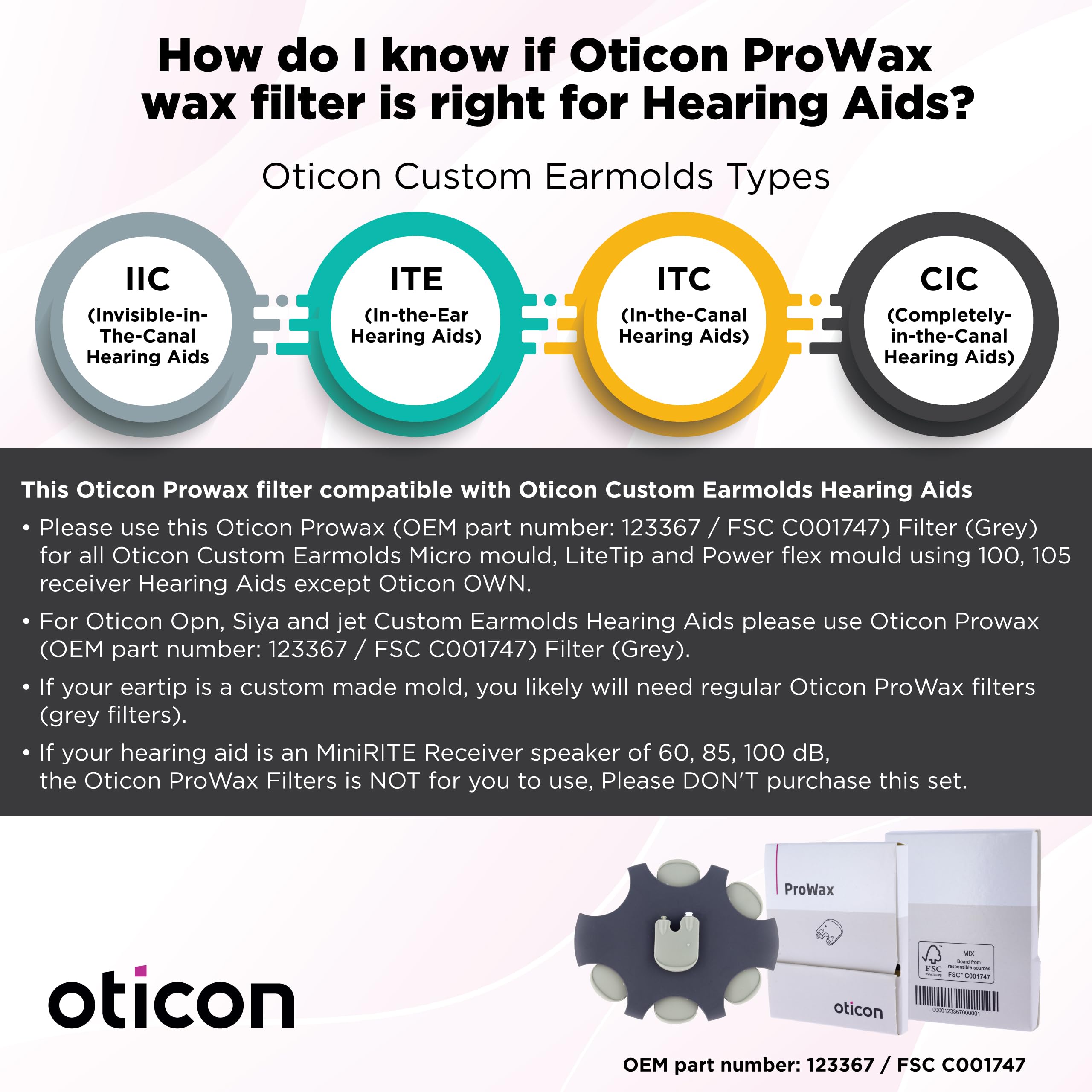 3 packs totaling 18 filters for Oticon ProWax wax guards