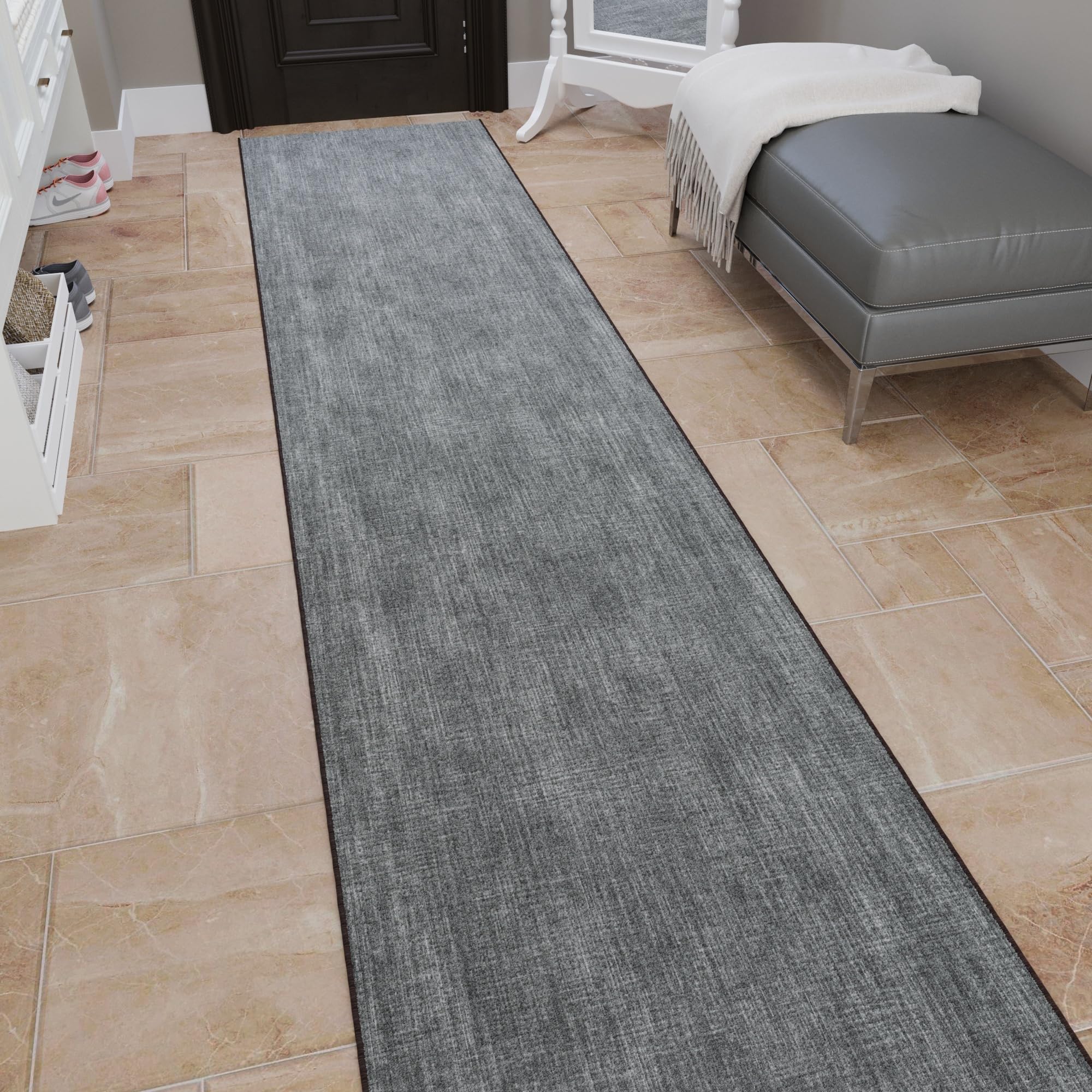 Ottomanson aisle runner rug solid brown 55 ft max