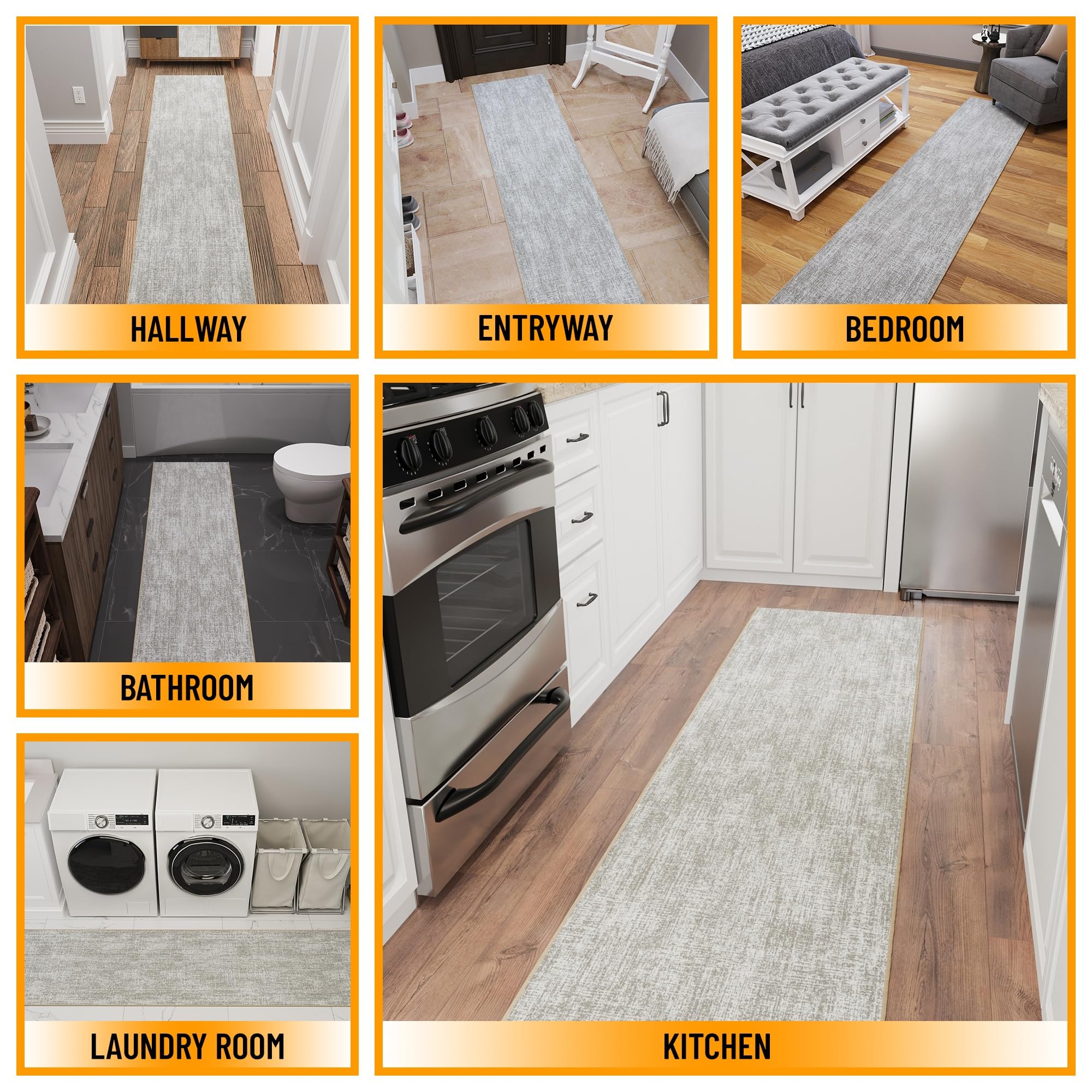 Ottomanson Aisle Runner Rug non-slip backing beige