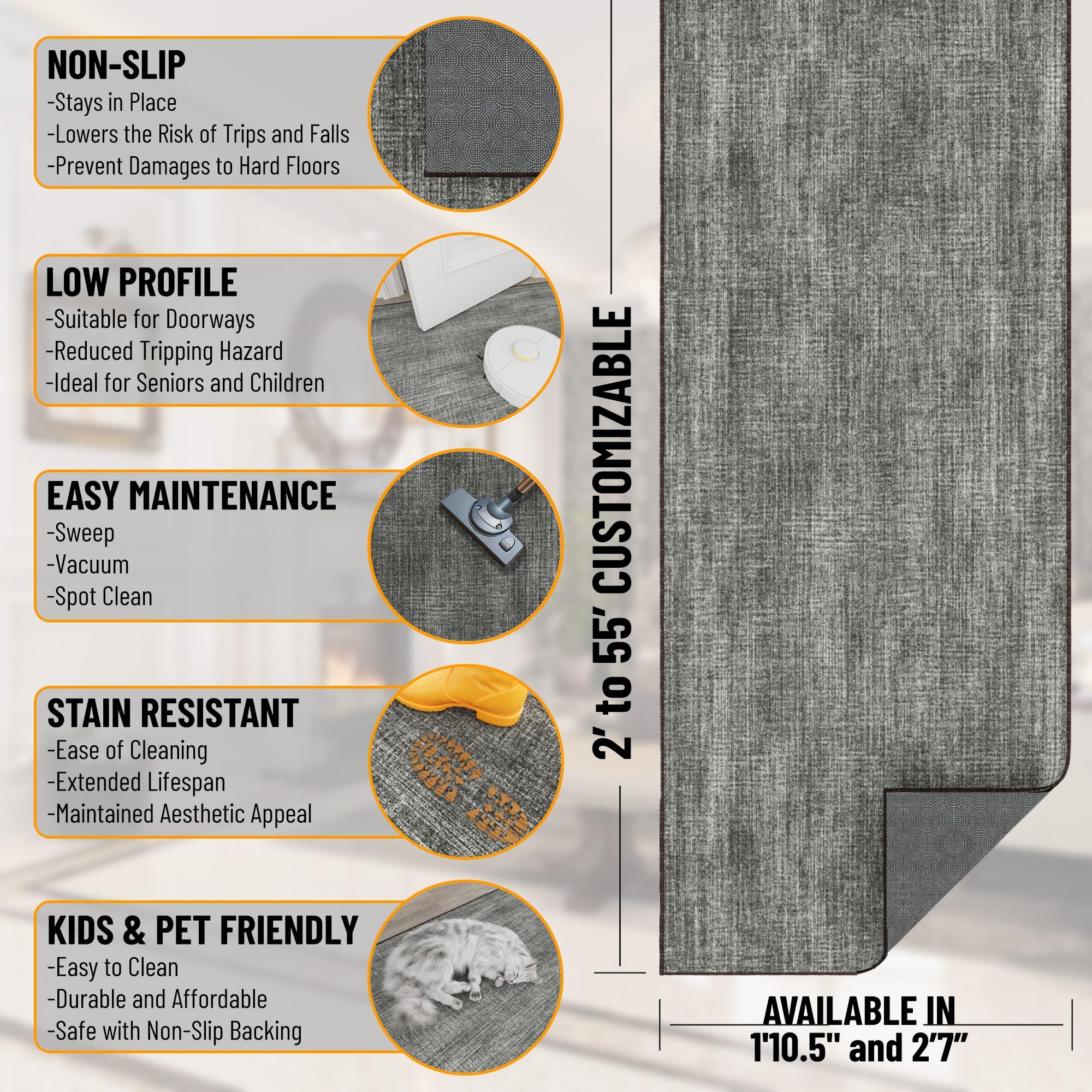 Ottomanson hallway runner rug non-slip backing