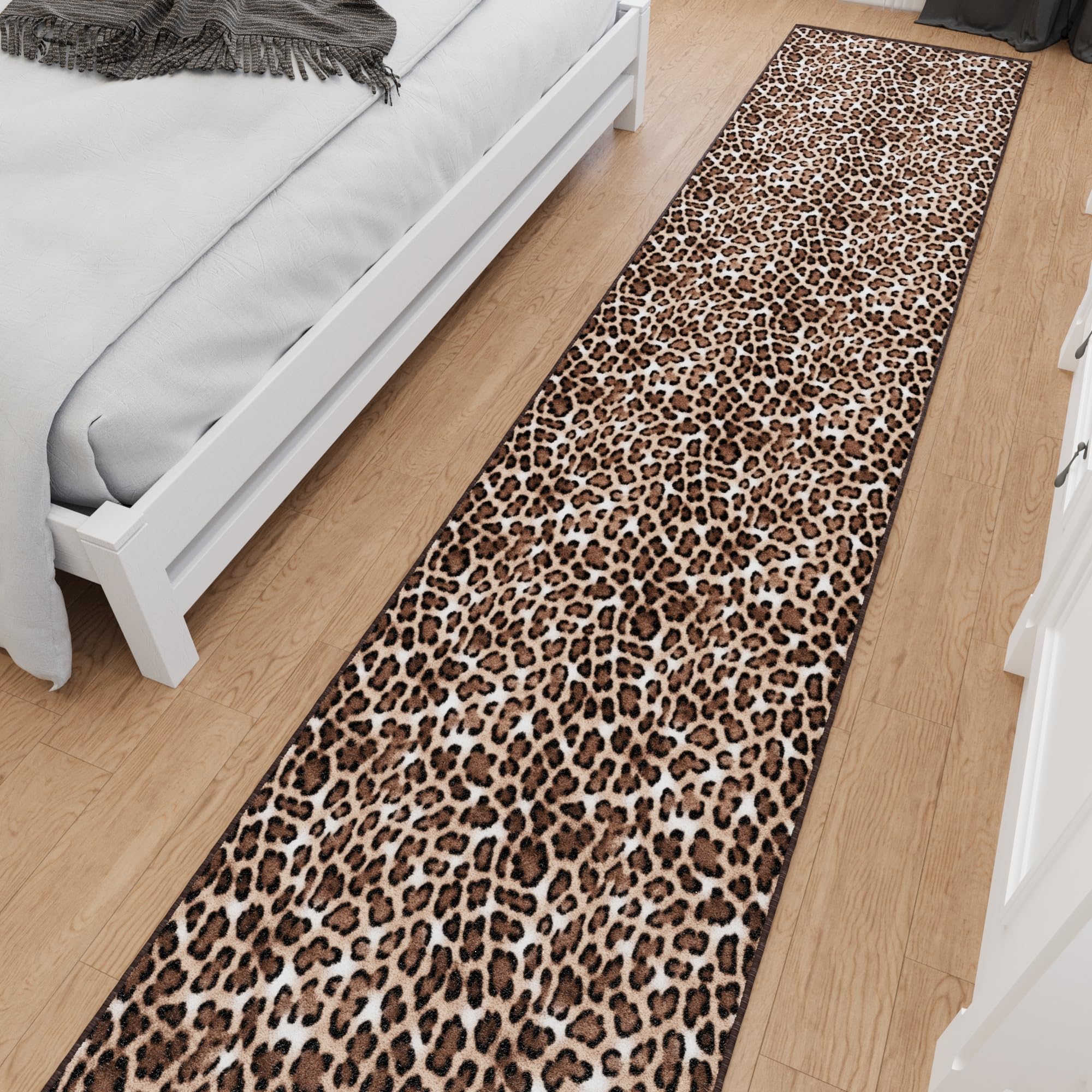 Ottomanson hallway runner rug 2-7x10 leopard brown