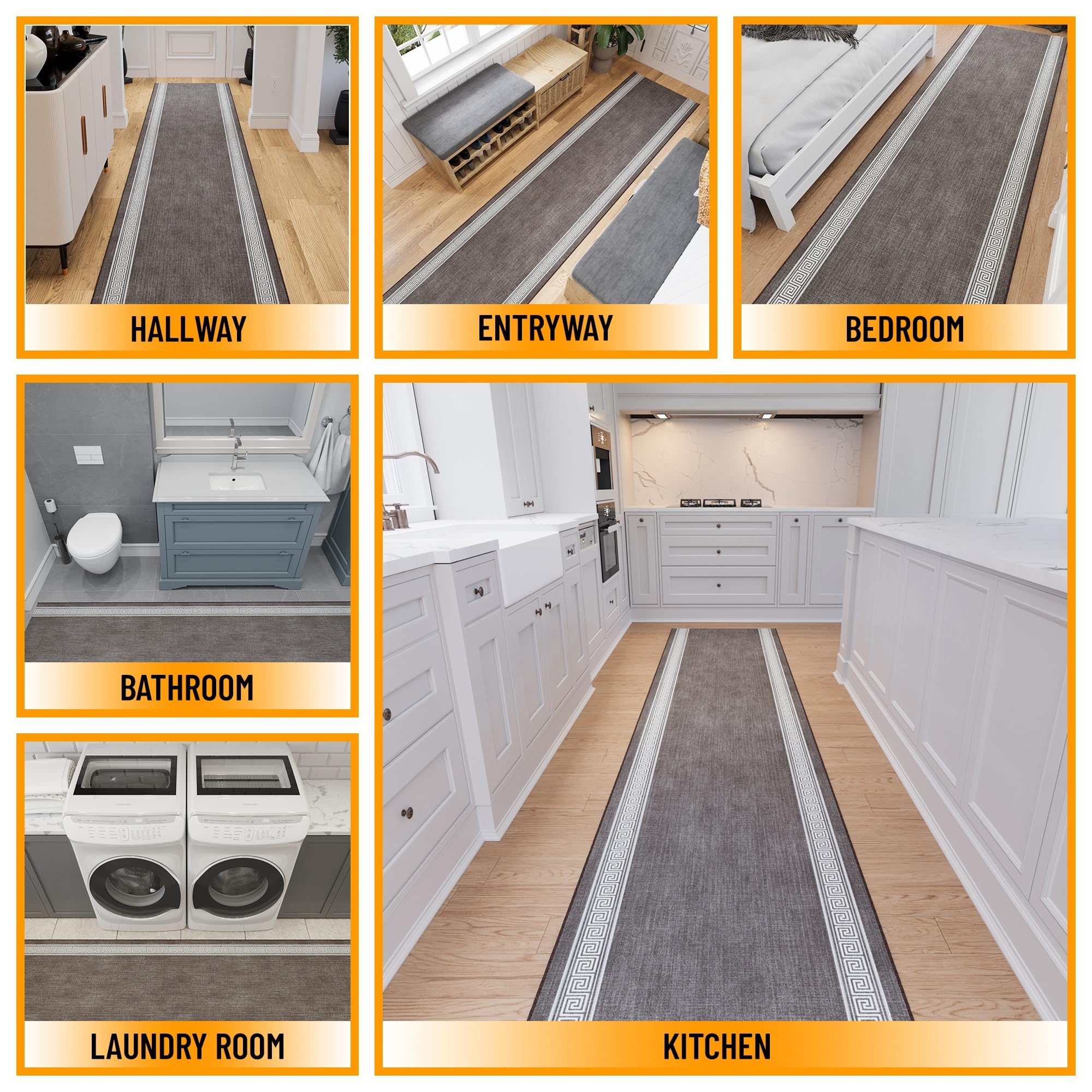 Low pile mud mat non-slip backing on tile floor
