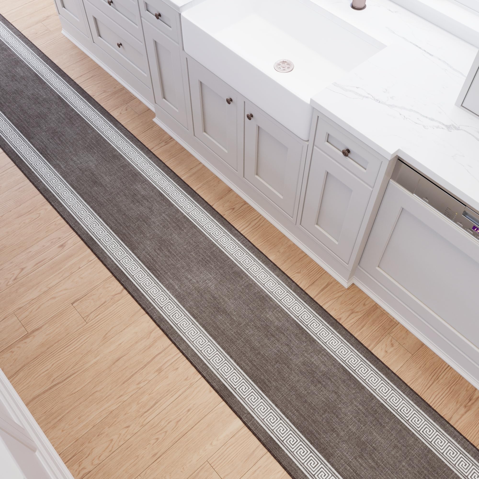 Non-slip backing protects wood and laminate floors