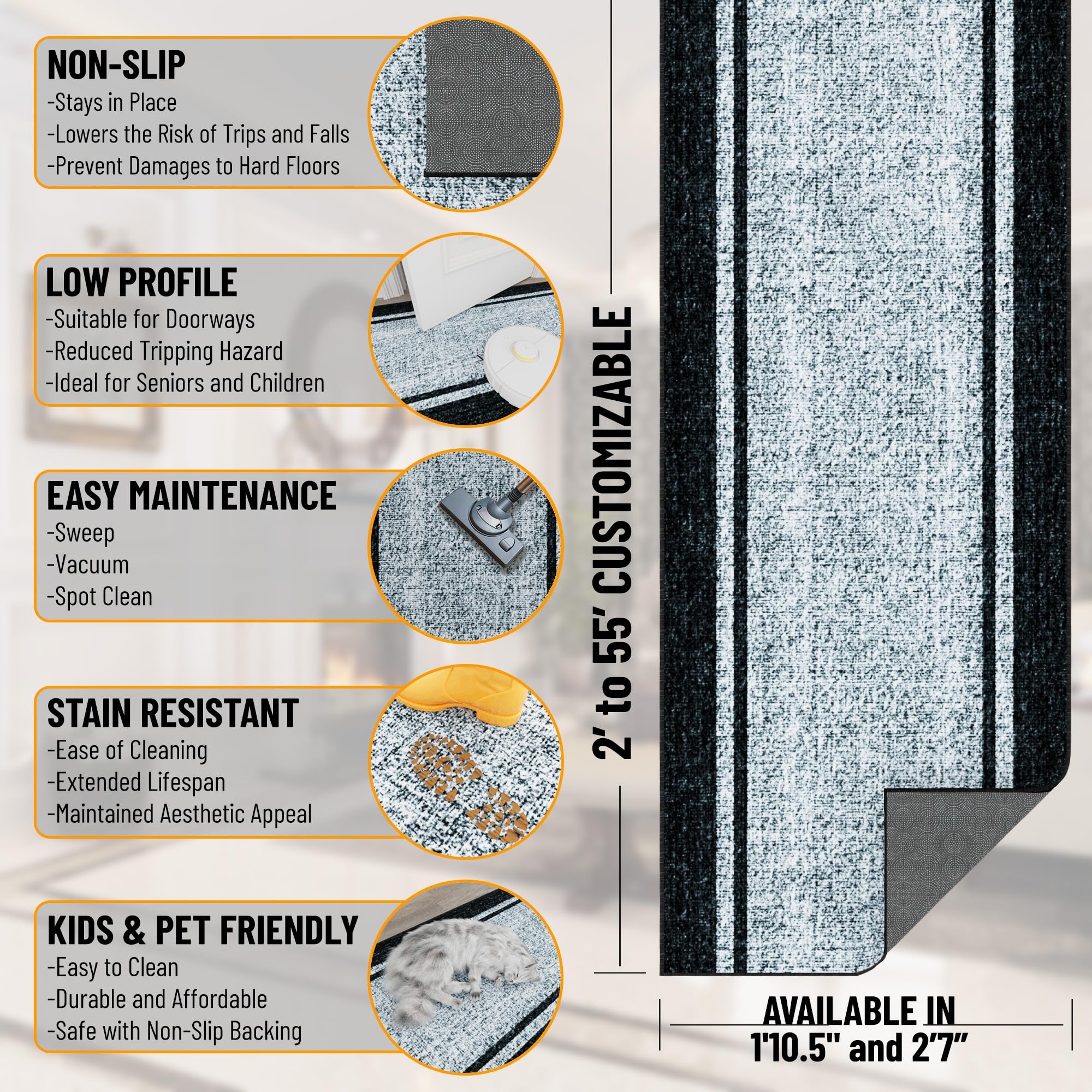 Low profile 0.3 inch Ottomanson Mud Mat on entryway floor