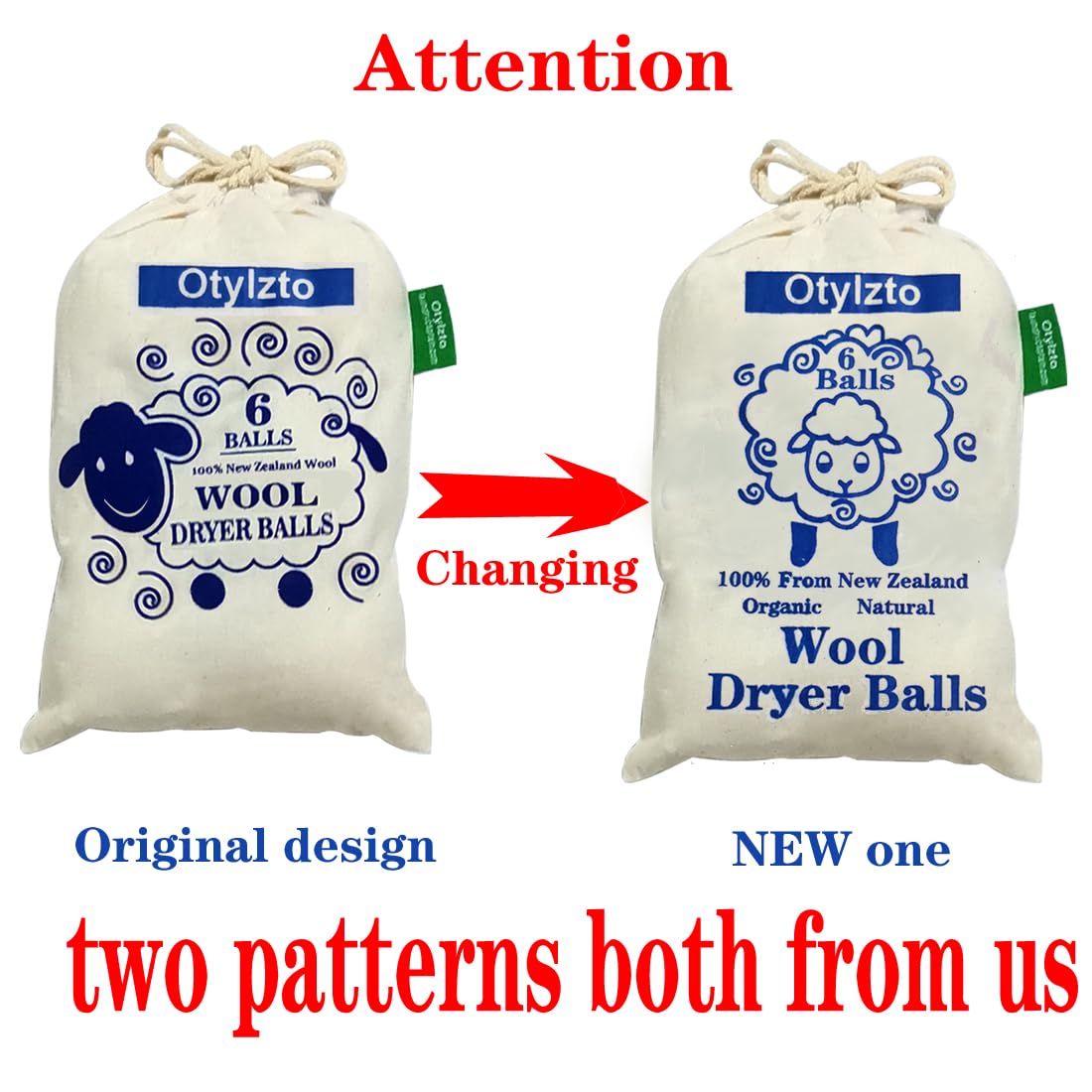 Otylzto Wool Dryer Balls for laundry 6-pack