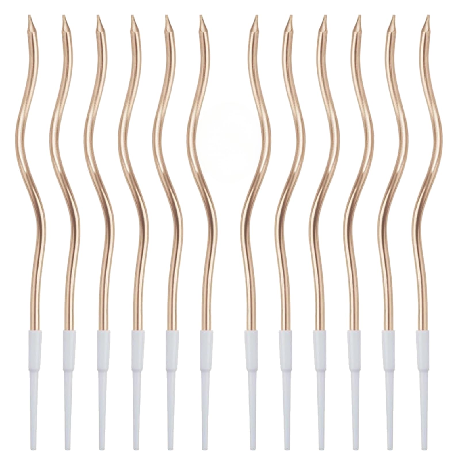 OukeMaxi 24 Pcs champagne spiral birthday candles packaging with holders
