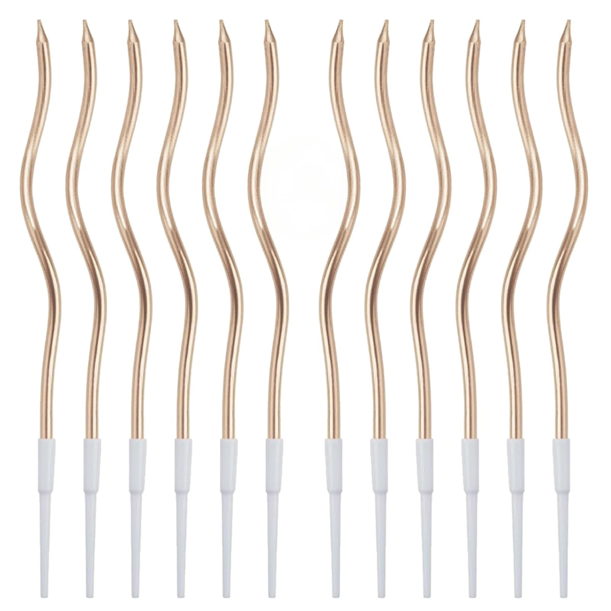 OukeMaxi 24 Pcs champagne spiral birthday candles packaging with holders