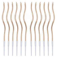 OukeMaxi 24 Pcs champagne spiral birthday candles packaging with holders